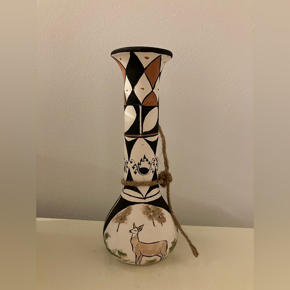 Tigua Pueblo Pottery Vase signed Irene 87